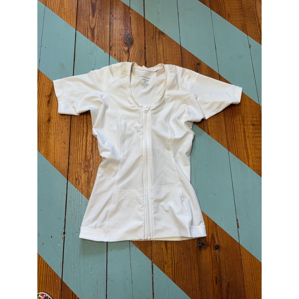 AlignMed Postural White Zip Front Compression Posture Shirt Women's Medium - Picture 2 of 8
